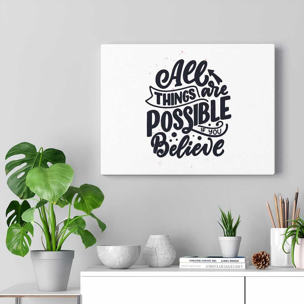 Scripture Walls Inspirational Wall Art All Things Are Possible Plain Wall Art Motivational Motto Inspiring Prints Artwork Decor Ready to Hang Unframed-Express Your Love Gifts
