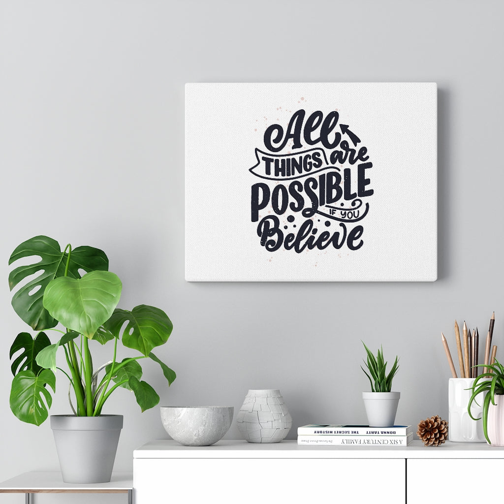 Scripture Walls Inspirational Wall Art All Things Are Possible Plain Wall Art Motivational Motto Inspiring Prints Artwork Decor Ready to Hang Unframed-Express Your Love Gifts