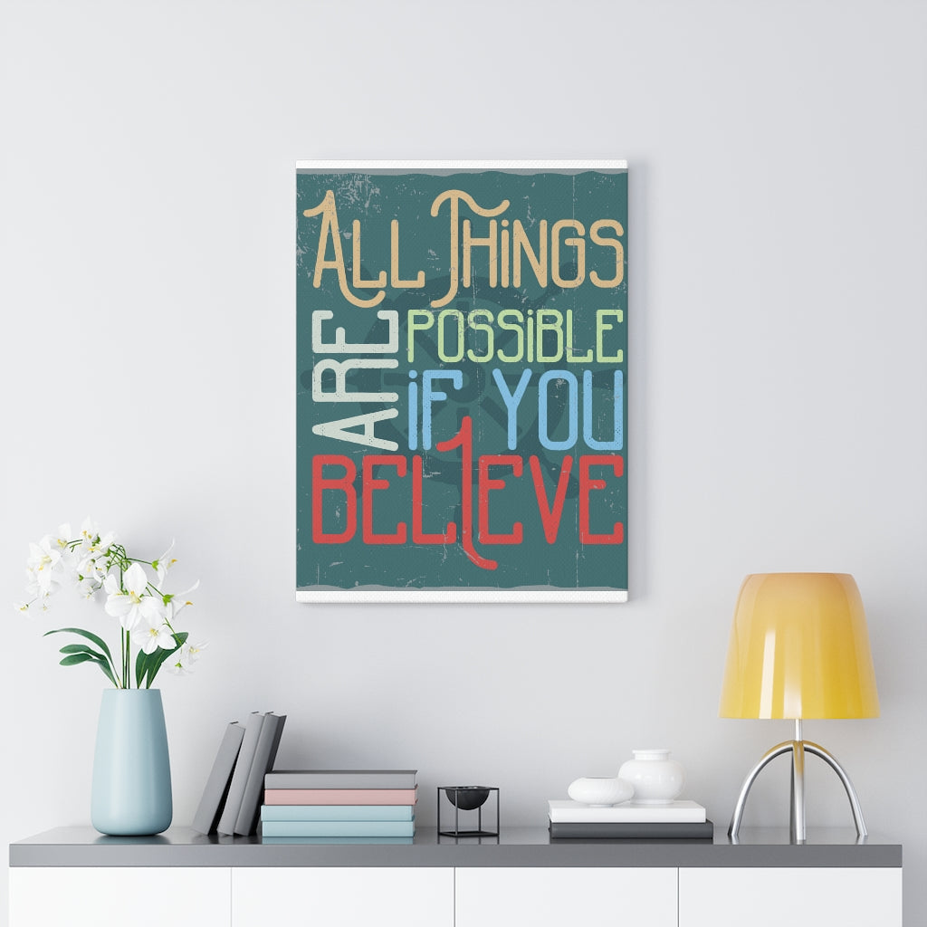 Scripture Walls Inspirational Wall Art All Things Are Possible Wall Art Motivational Motto Inspiring Prints Artwork Decor Ready to Hang Unframed-Express Your Love Gifts