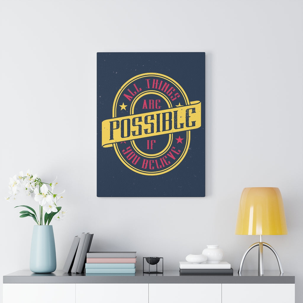 Scripture Walls Inspirational Wall Art All Things Are Possible Yellow Wall Art Motivational Motto Inspiring Prints Artwork Decor Ready to Hang Unframed-Express Your Love Gifts