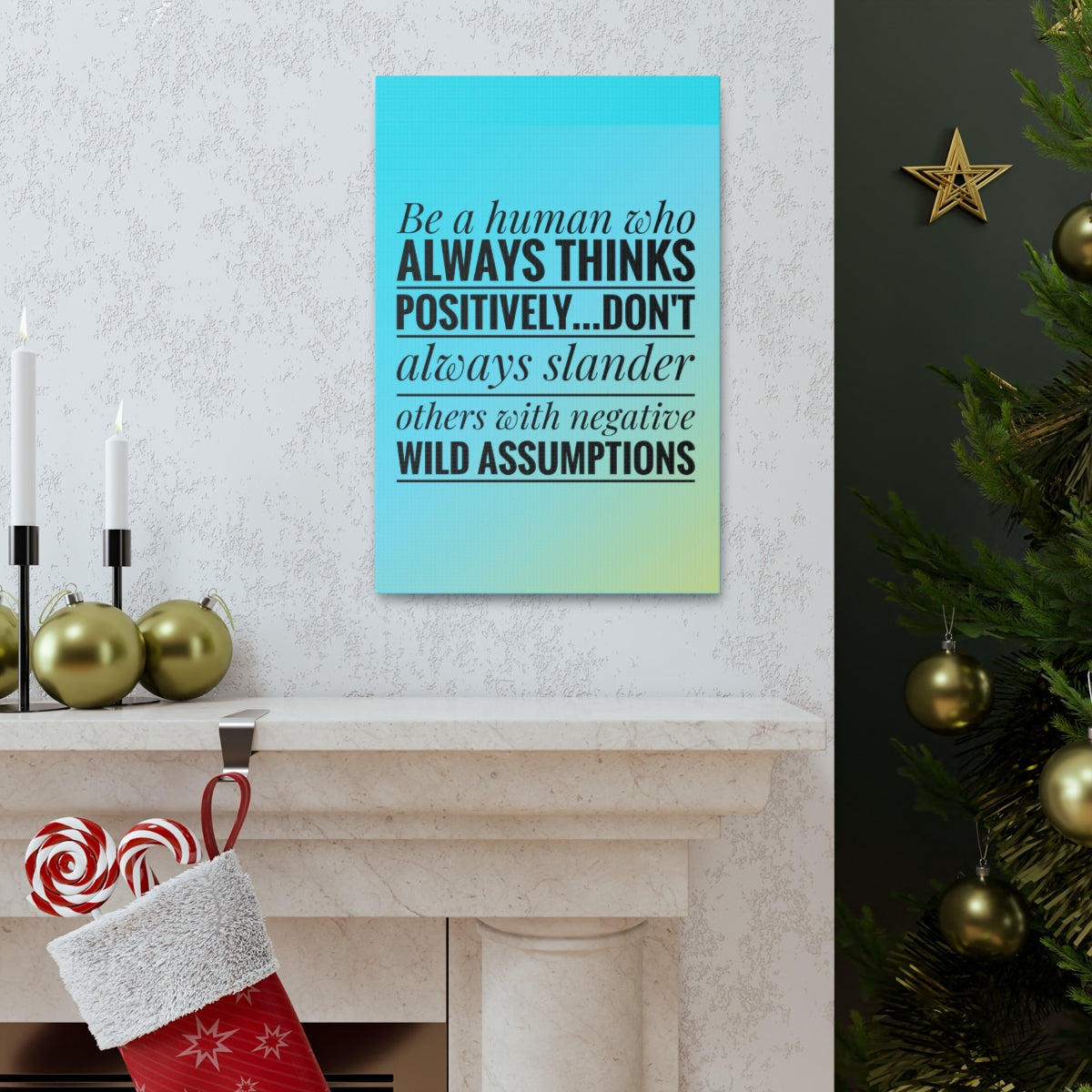 Scripture Walls Inspirational Wall Art Always Thinks Positively Motivation Wall Decor for Home Office Gym Inspiring Success Quote Print Ready to Hang Unframed-Express Your Love Gifts