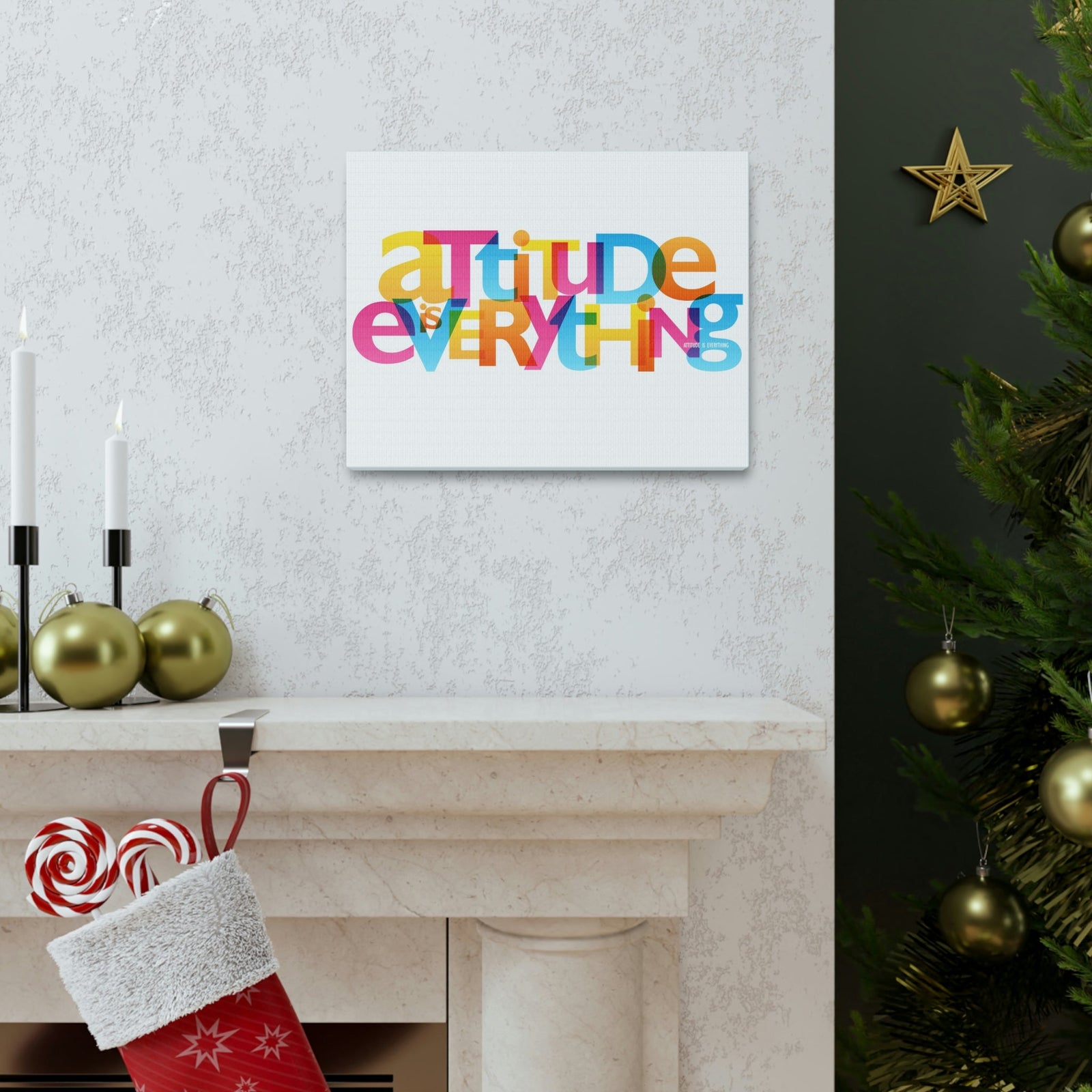Scripture Walls Inspirational Wall Art Attitude Is Everything Motivation Wall Decor for Home Office Gym Inspiring Success Quote Print Ready to Hang Unframed-Express Your Love Gifts