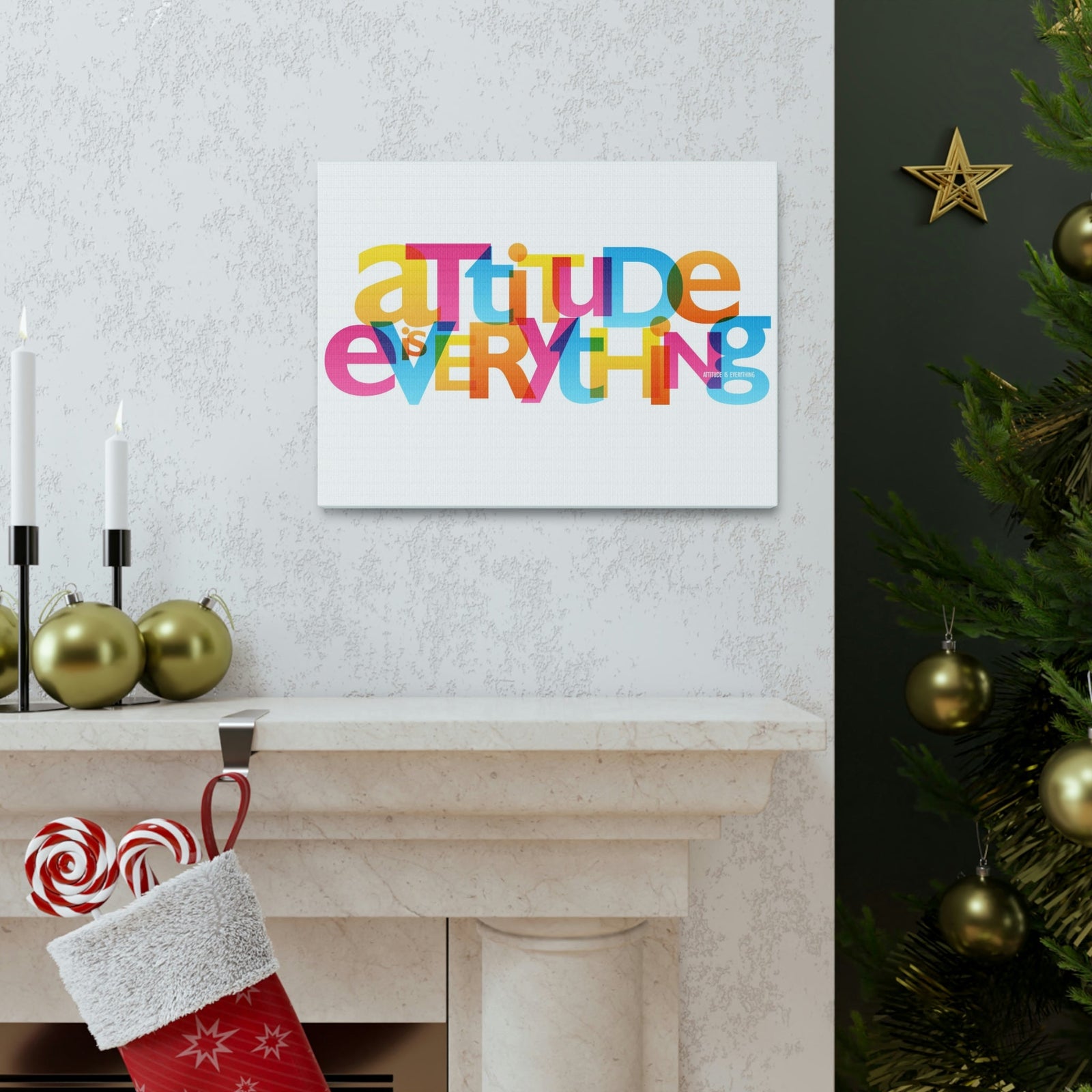 Scripture Walls Inspirational Wall Art Attitude Is Everything Motivation Wall Decor for Home Office Gym Inspiring Success Quote Print Ready to Hang Unframed-Express Your Love Gifts