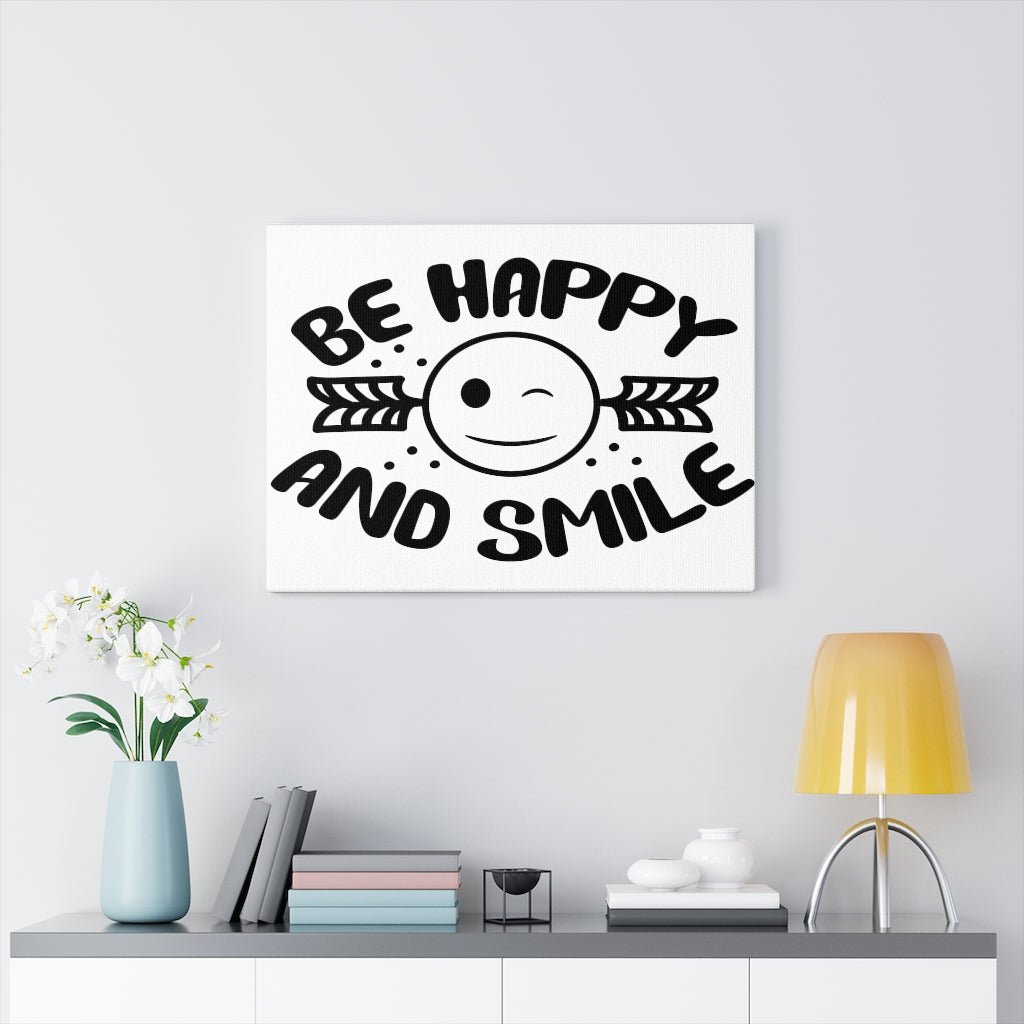 Scripture Walls Inspirational Wall Art Be Happy And Smile Wall Art Motivation Wall Decor for Home Office Gym Inspiring Success Quote Print Ready to Hang Unframed-Express Your Love Gifts