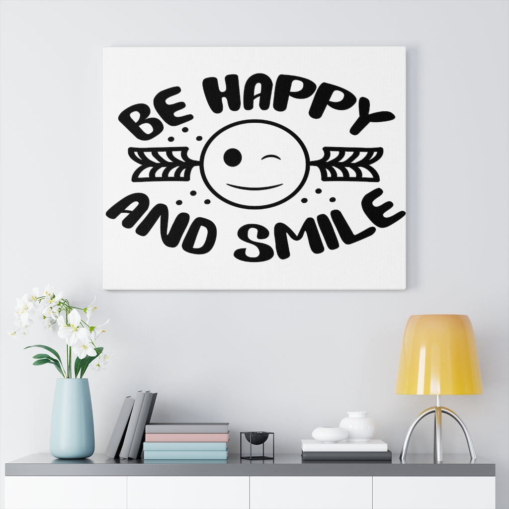 Scripture Walls Inspirational Wall Art Be Happy And Smile Wall Art Motivation Wall Decor for Home Office Gym Inspiring Success Quote Print Ready to Hang Unframed-Express Your Love Gifts