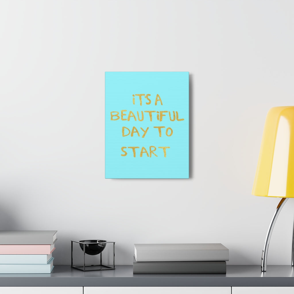 Scripture Walls Inspirational Wall Art Beautiful Day To Start Motivation Wall Decor for Home Office Gym Inspiring Success Quote Print Ready to Hang Unframed-Express Your Love Gifts