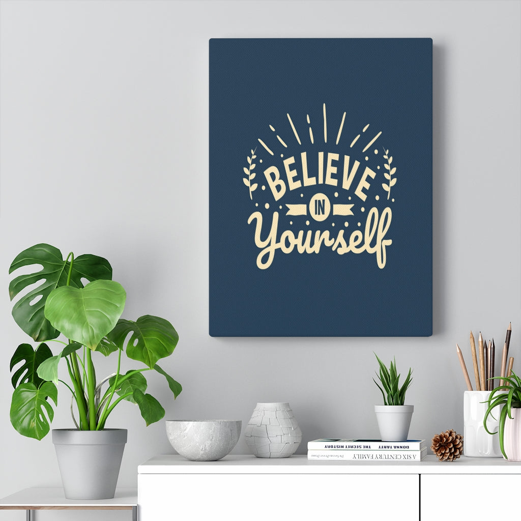 Scripture Walls Inspirational Wall Art Believe In Yourself Blue Wall Art Motivation Wall Decor for Home Office Gym Inspiring Success Quote Print Ready to Hang Unframed-Express Your Love Gifts