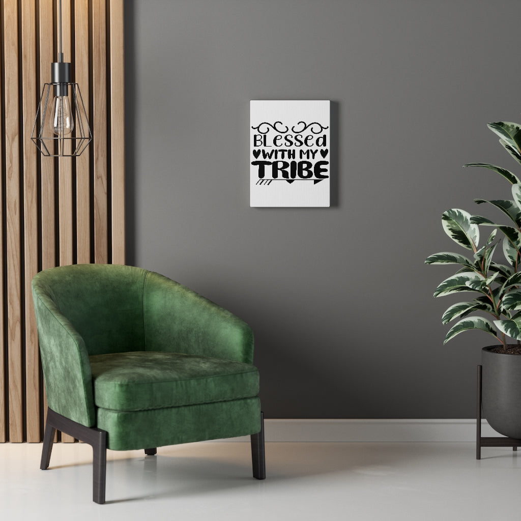 Scripture Walls Inspirational Wall Art Blessed With My Tribe Wall Art Motivation Wall Decor for Home Office Gym Inspiring Success Quote Print Ready to Hang Unframed-Express Your Love Gifts