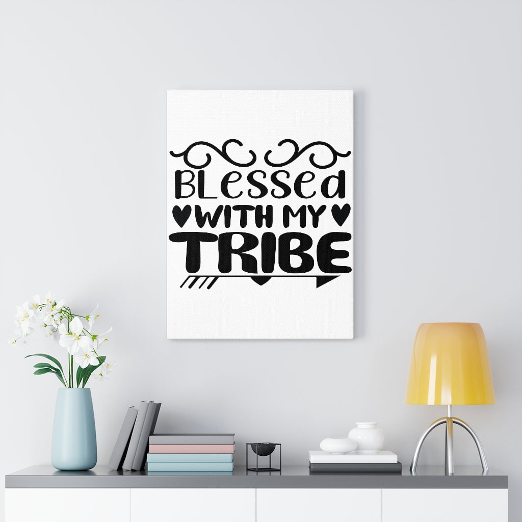 Scripture Walls Inspirational Wall Art Blessed With My Tribe Wall Art Motivation Wall Decor for Home Office Gym Inspiring Success Quote Print Ready to Hang Unframed-Express Your Love Gifts