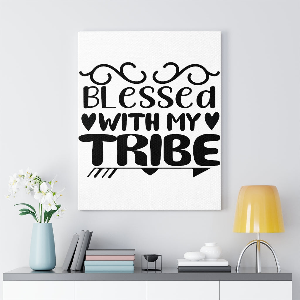 Scripture Walls Inspirational Wall Art Blessed With My Tribe Wall Art Motivation Wall Decor for Home Office Gym Inspiring Success Quote Print Ready to Hang Unframed-Express Your Love Gifts
