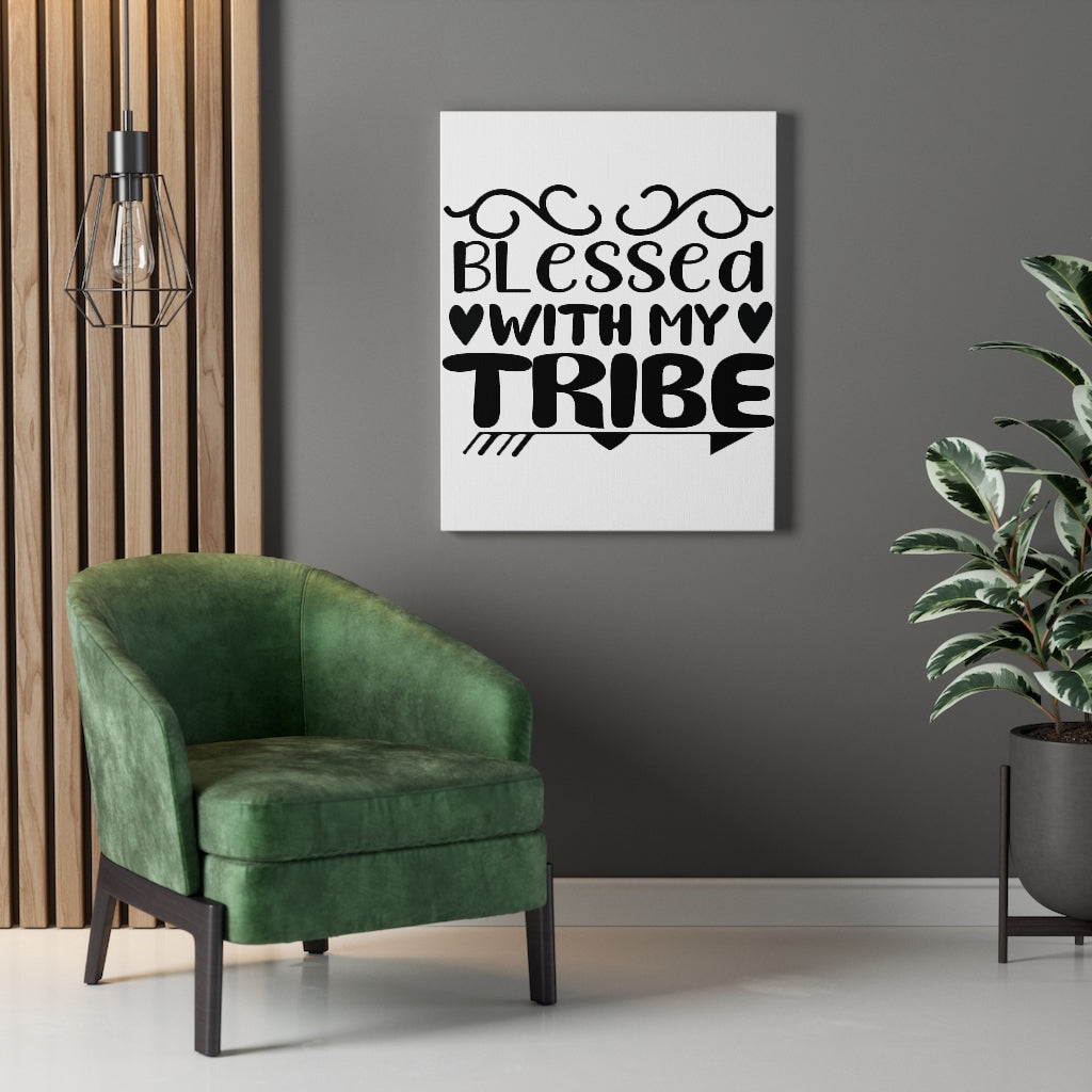 Scripture Walls Inspirational Wall Art Blessed With My Tribe Wall Art Motivation Wall Decor for Home Office Gym Inspiring Success Quote Print Ready to Hang Unframed-Express Your Love Gifts