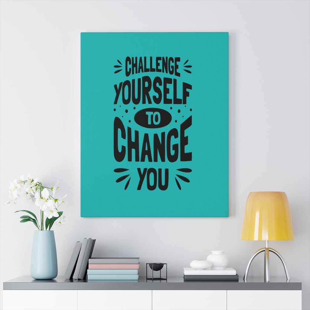 Scripture Walls Inspirational Wall Art Challenge Yourself To Change You Wall Art Motivation Wall Decor for Home Office Gym Inspiring Success Quote Print Ready to Hang Unframed-Express Your Love Gifts