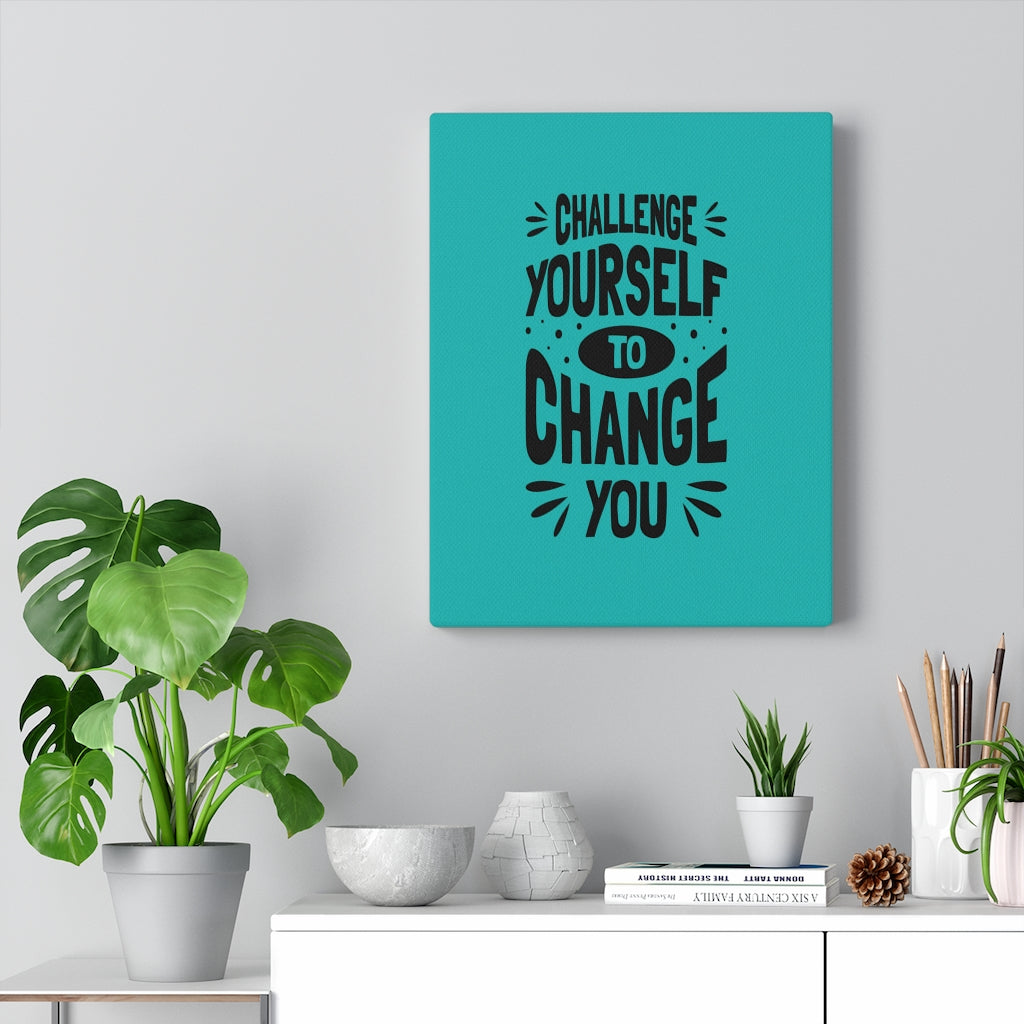 Scripture Walls Inspirational Wall Art Challenge Yourself To Change You Wall Art Motivation Wall Decor for Home Office Gym Inspiring Success Quote Print Ready to Hang Unframed-Express Your Love Gifts