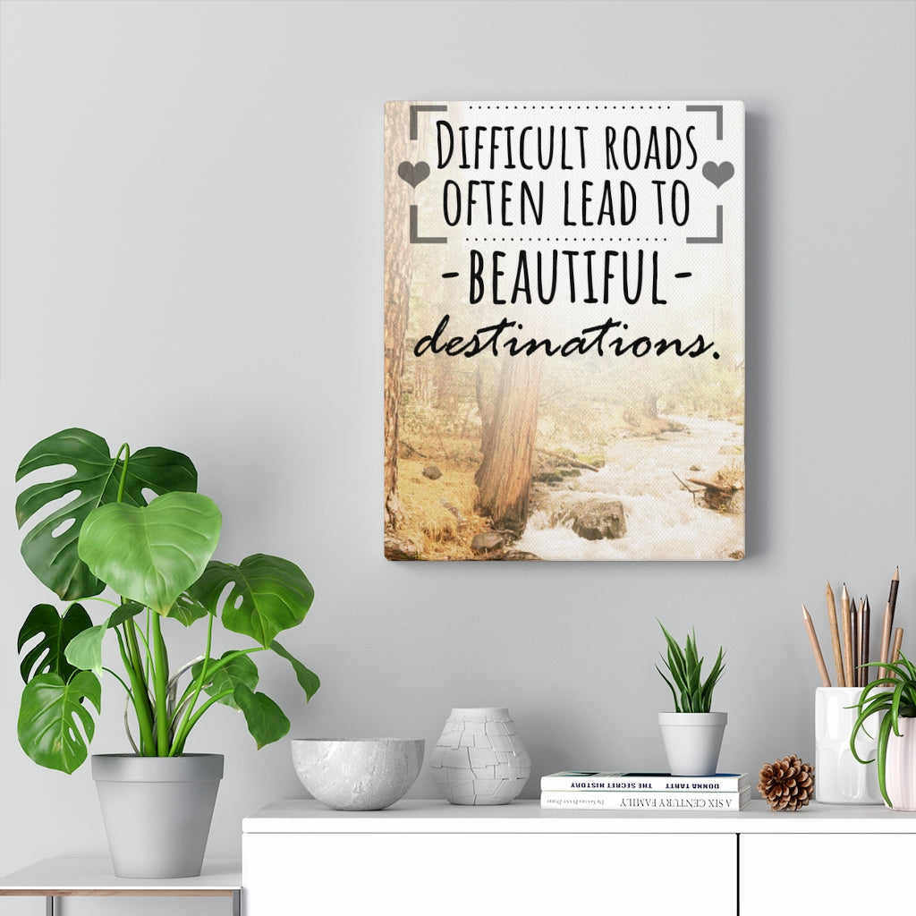 Scripture Walls Inspirational Wall Art Difficult Roads Often Lead Motivational Print Ready to Hang Artwork Unframed-Express Your Love Gifts