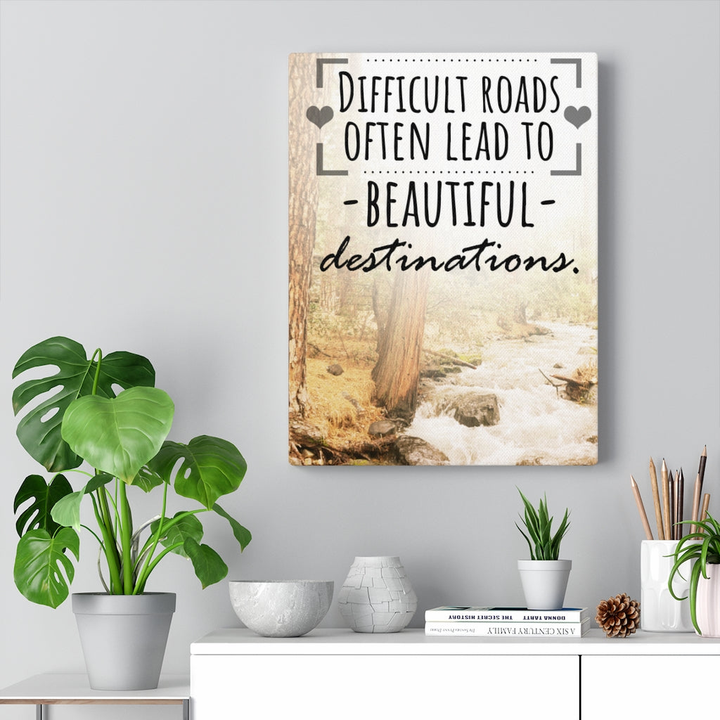 Scripture Walls Inspirational Wall Art Difficult Roads Often Lead Motivational Print Ready to Hang Artwork Unframed-Express Your Love Gifts