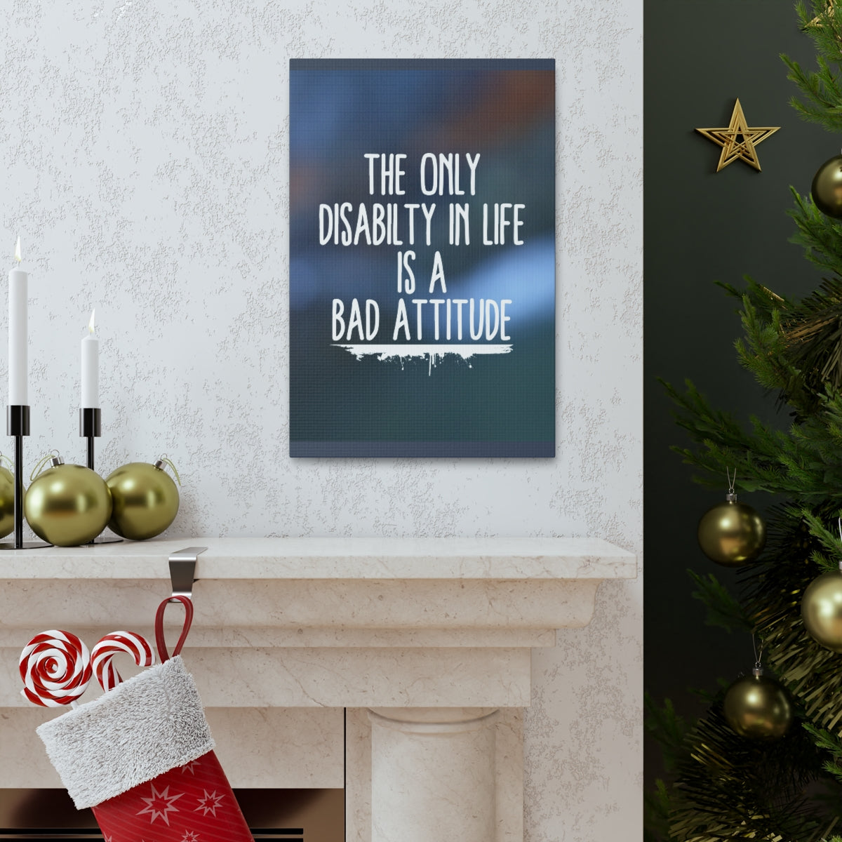Scripture Walls Inspirational Wall Art Disability Is Bad Attitude Motivation Wall Decor for Home Office Gym Inspiring Success Quote Print Ready to Hang Unframed-Express Your Love Gifts
