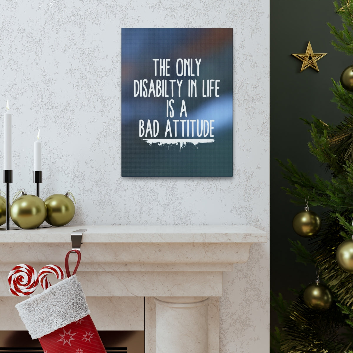 Scripture Walls Inspirational Wall Art Disability Is Bad Attitude Motivation Wall Decor for Home Office Gym Inspiring Success Quote Print Ready to Hang Unframed-Express Your Love Gifts