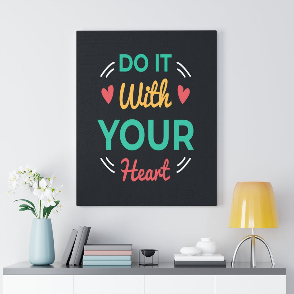 Scripture Walls Inspirational Wall Art Do It With Your Heart Wall Art Motivation Wall Decor for Home Office Gym Inspiring Success Quote Print Ready to Hang Unframed-Express Your Love Gifts