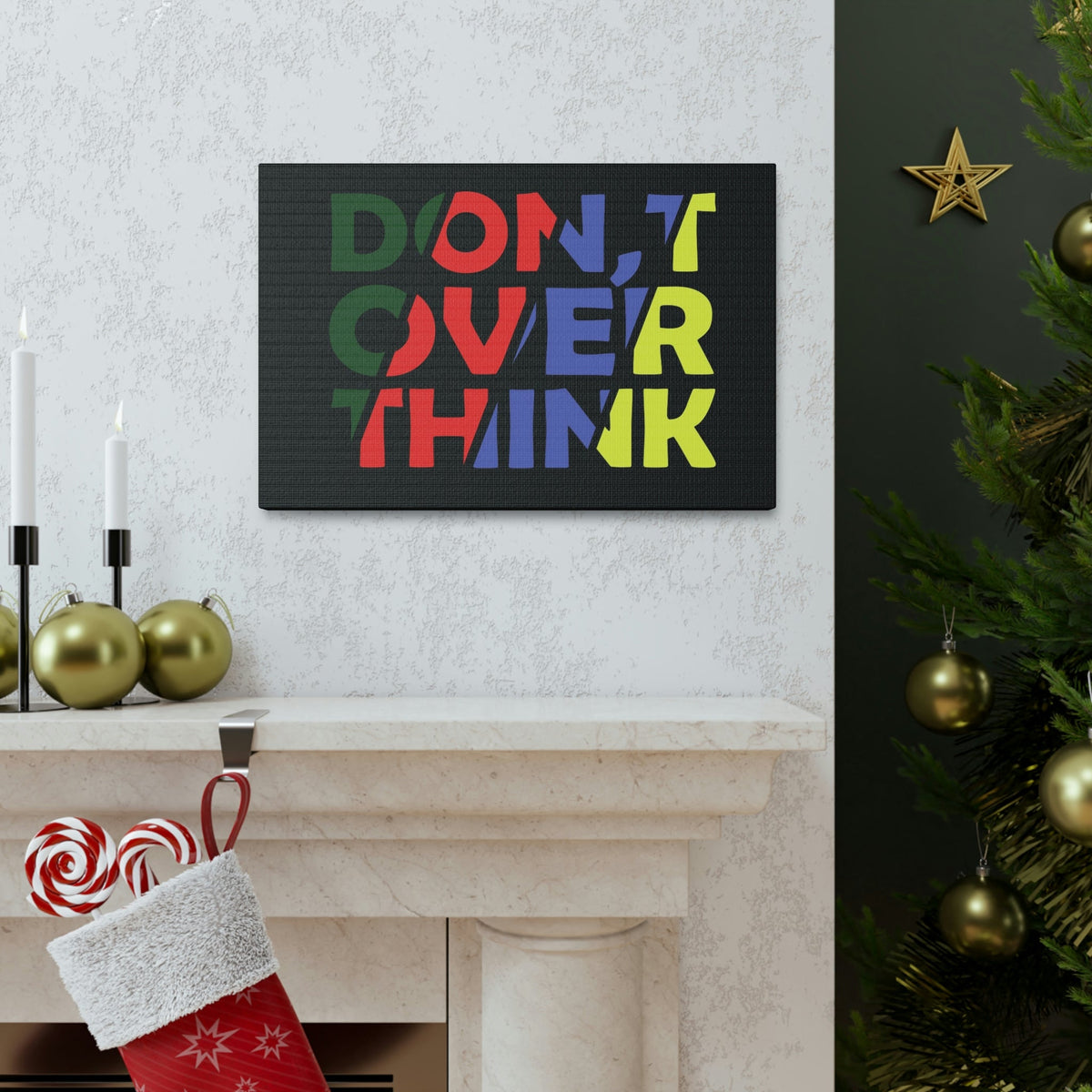 Scripture Walls Inspirational Wall Art Don't Over Think Canvas Wall Art Motivational Motto Inspiring Prints Artwork Decor Ready to Hang Unframed-Express Your Love Gifts