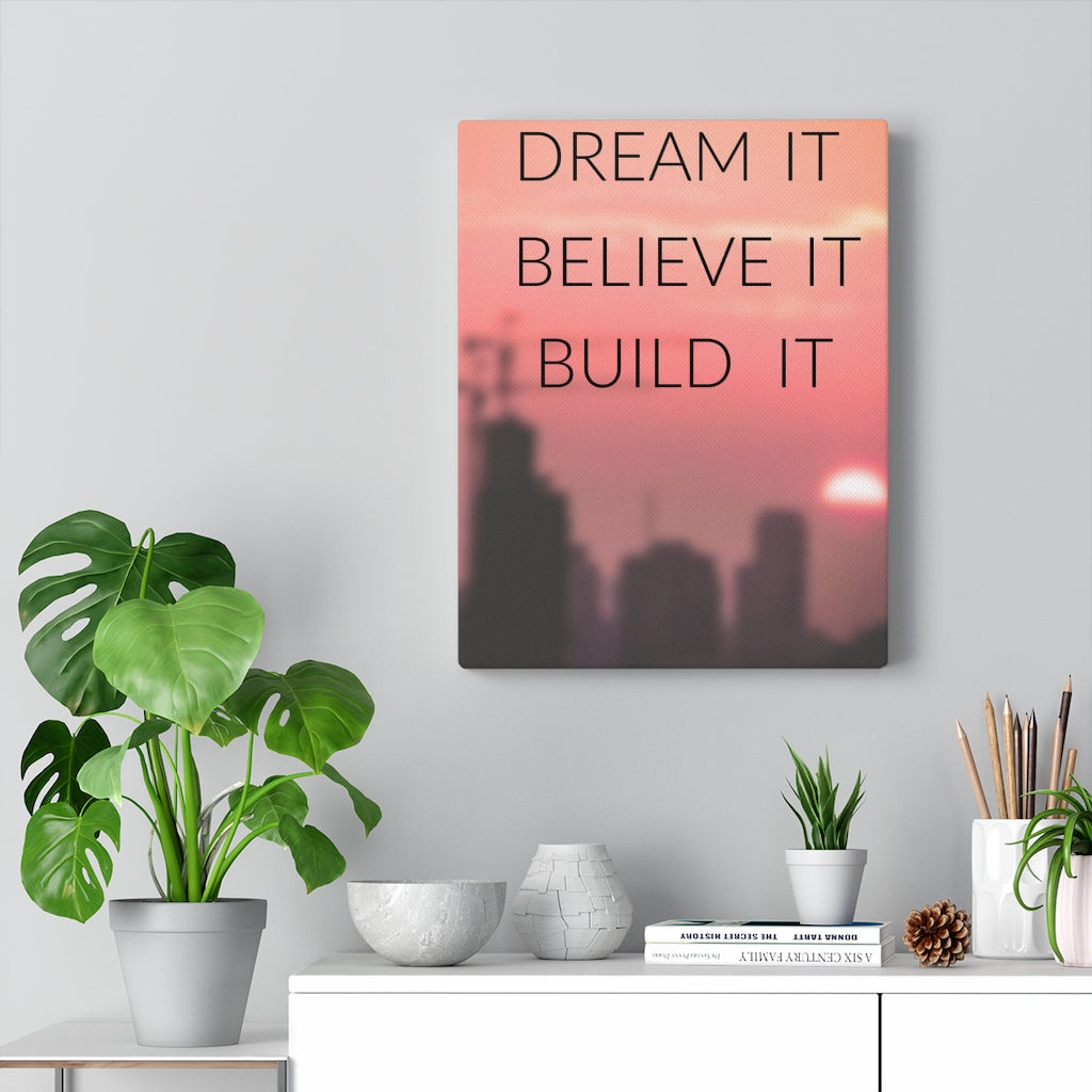 Scripture Walls Inspirational Wall Art Dream It Believe It Build It Pink Motivational Print Ready to Hang Artwork Unframed-Express Your Love Gifts