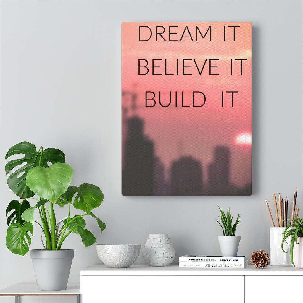 Scripture Walls Inspirational Wall Art Dream It Believe It Build It Pink Motivational Print Ready to Hang Artwork Unframed-Express Your Love Gifts