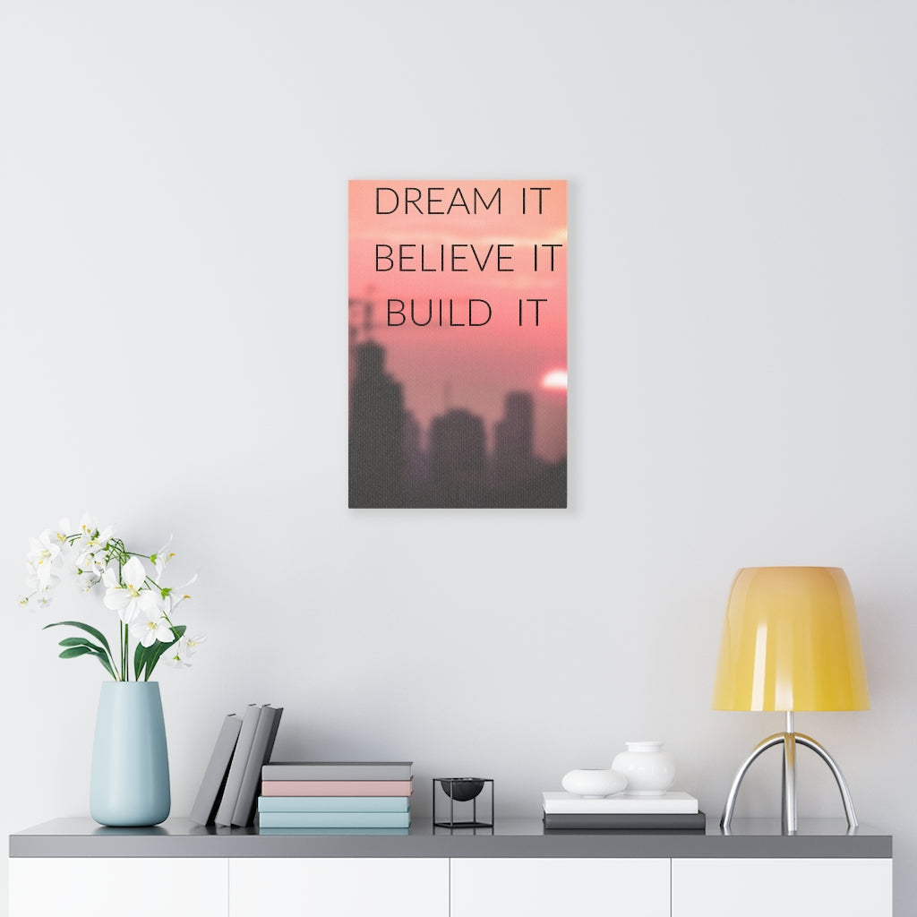 Scripture Walls Inspirational Wall Art Dream It Believe It Build It Pink Motivational Print Ready to Hang Artwork Unframed-Express Your Love Gifts