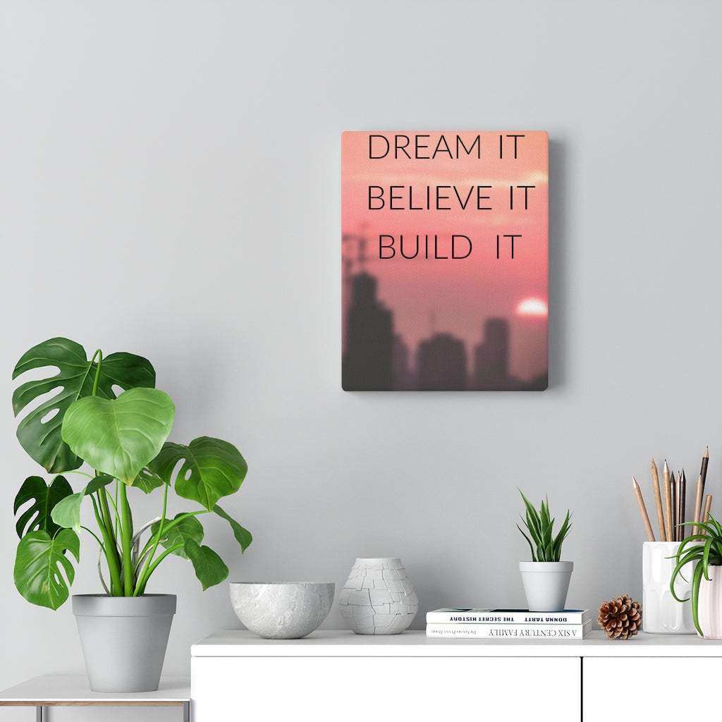 Scripture Walls Inspirational Wall Art Dream It Believe It Build It Pink Motivational Print Ready to Hang Artwork Unframed-Express Your Love Gifts