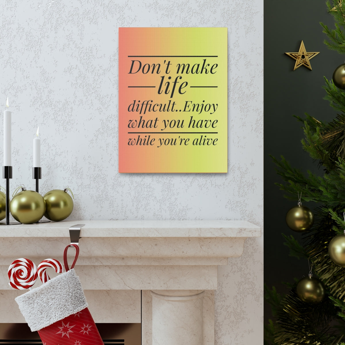 Scripture Walls Inspirational Wall Art Enjoy What You Have Motivation Wall Decor for Home Office Gym Inspiring Success Quote Print Ready to Hang Unframed-Express Your Love Gifts