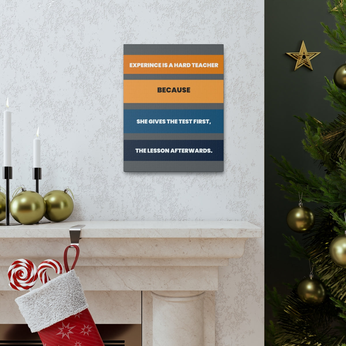 Scripture Walls Inspirational Wall Art Experience Is A Hard Teacher Motivation Wall Decor for Home Office Gym Inspiring Success Quote Print Ready to Hang Unframed-Express Your Love Gifts