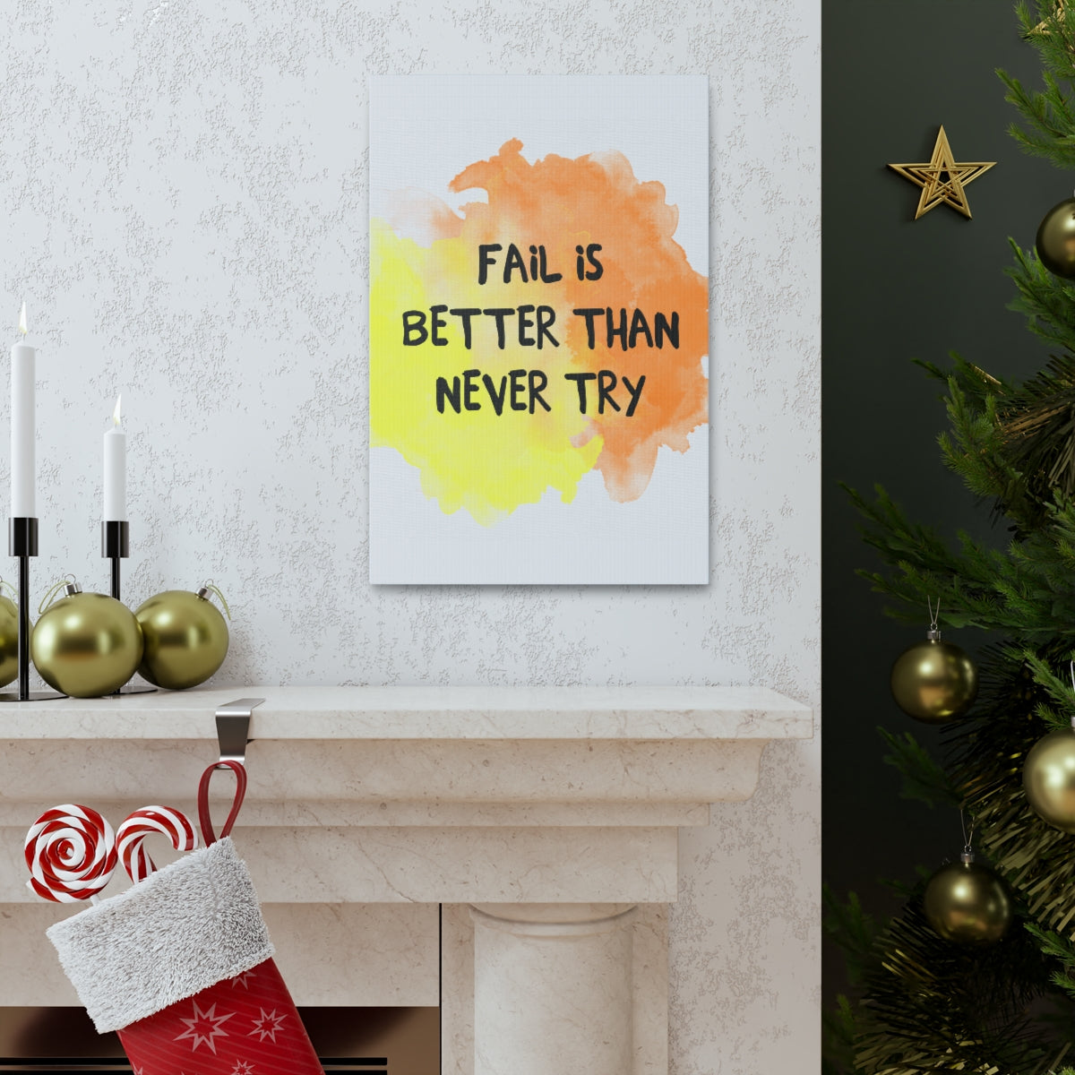 Scripture Walls Inspirational Wall Art Fail Is Never Try Motivation Wall Decor for Home Office Gym Inspiring Success Quote Print Ready to Hang Unframed-Express Your Love Gifts