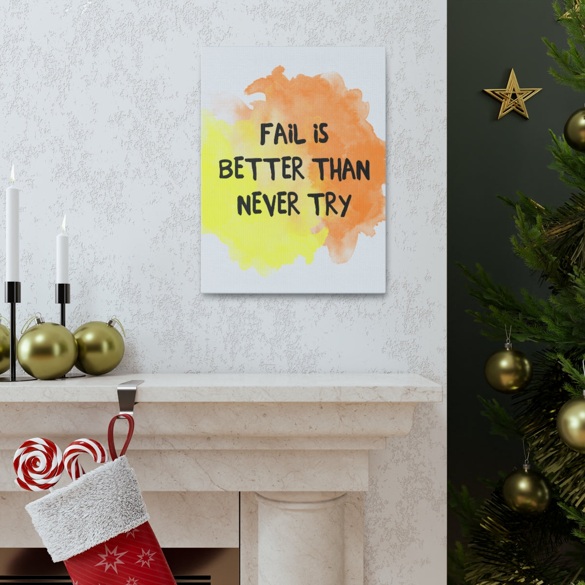 Scripture Walls Inspirational Wall Art Fail Is Never Try Motivation Wall Decor for Home Office Gym Inspiring Success Quote Print Ready to Hang Unframed-Express Your Love Gifts