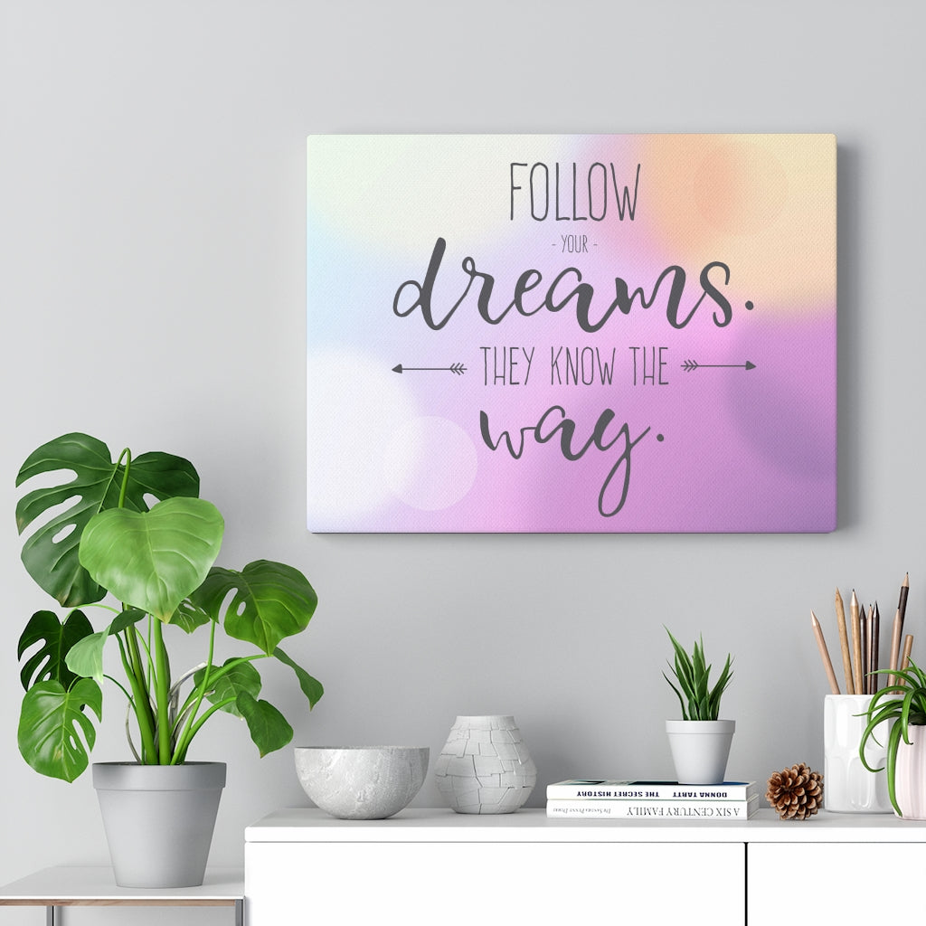 Scripture Walls Inspirational Wall Art Follow Your Dreams Purple Wall Art Motivational Motto Inspiring Prints Artwork Decor Ready to Hang Unframed-Express Your Love Gifts