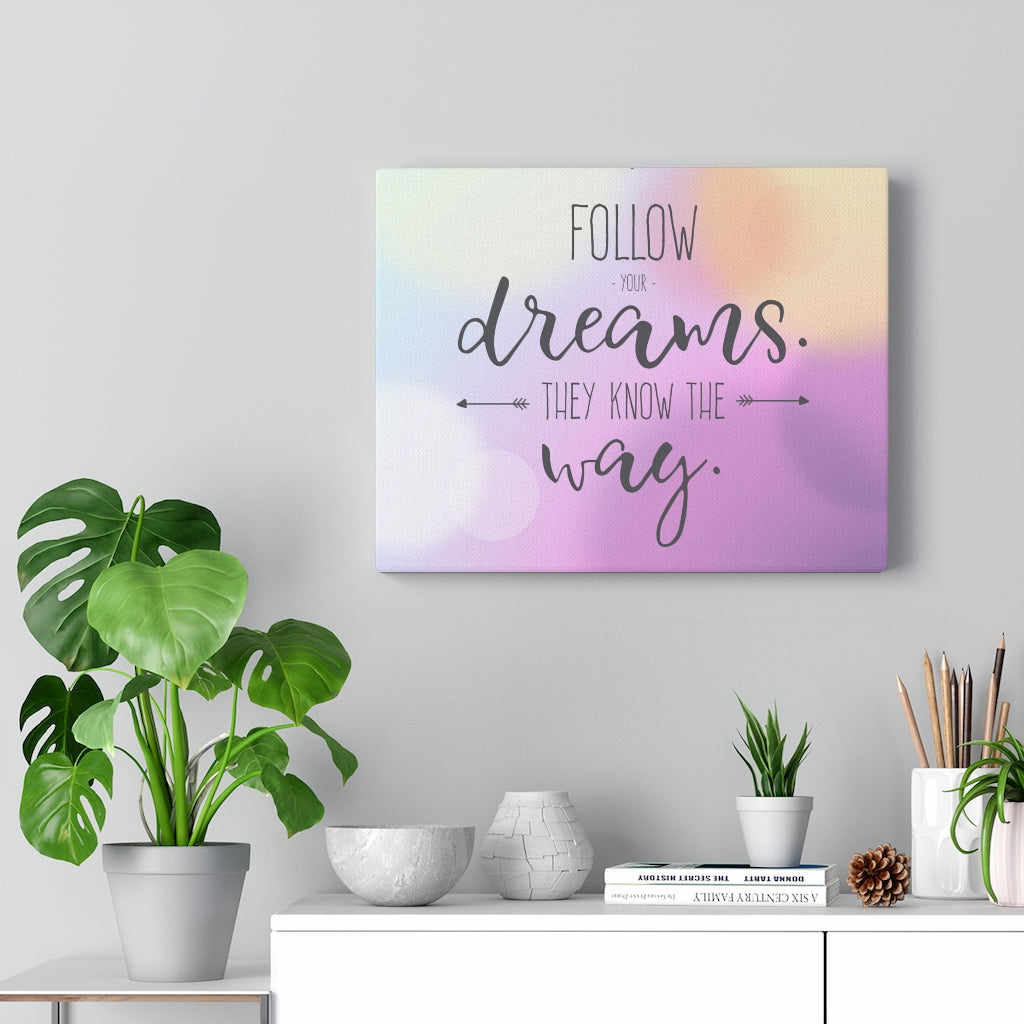 Scripture Walls Inspirational Wall Art Follow Your Dreams Purple Wall Art Motivational Motto Inspiring Prints Artwork Decor Ready to Hang Unframed-Express Your Love Gifts