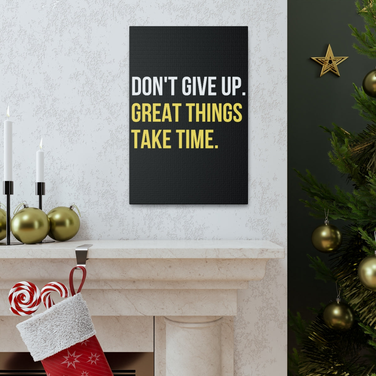 Scripture Walls Inspirational Wall Art Great Things Take Time Plain Motivation Wall Decor for Home Office Gym Inspiring Success Quote Print Ready to Hang Unframed-Express Your Love Gifts