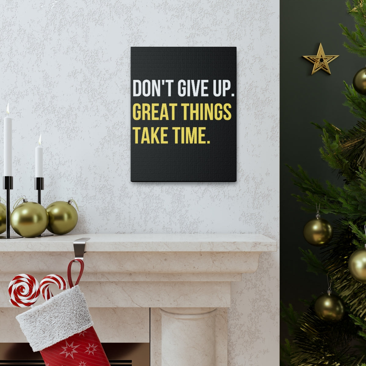 Scripture Walls Inspirational Wall Art Great Things Take Time Plain Motivation Wall Decor for Home Office Gym Inspiring Success Quote Print Ready to Hang Unframed-Express Your Love Gifts