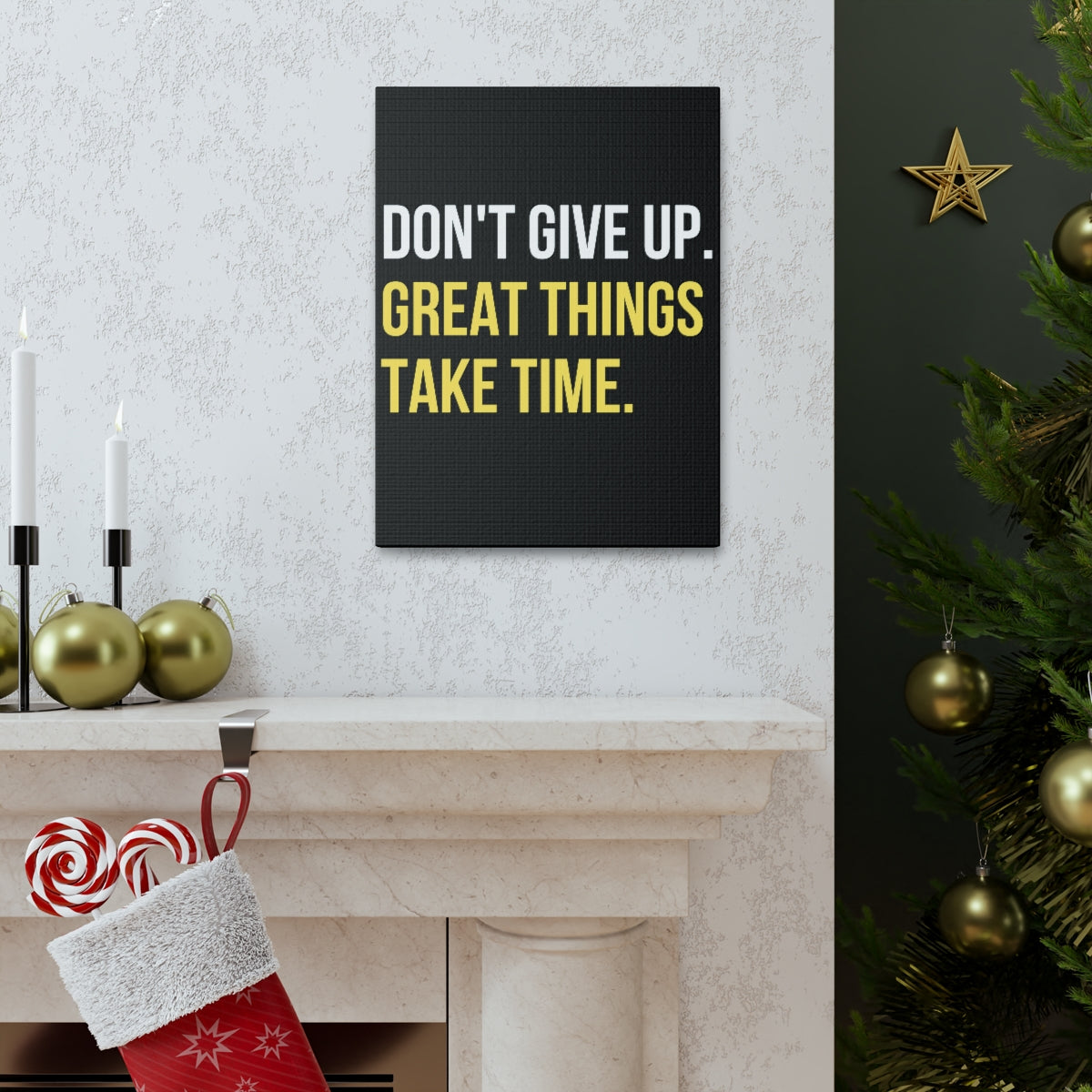Scripture Walls Inspirational Wall Art Great Things Take Time Plain Motivation Wall Decor for Home Office Gym Inspiring Success Quote Print Ready to Hang Unframed-Express Your Love Gifts