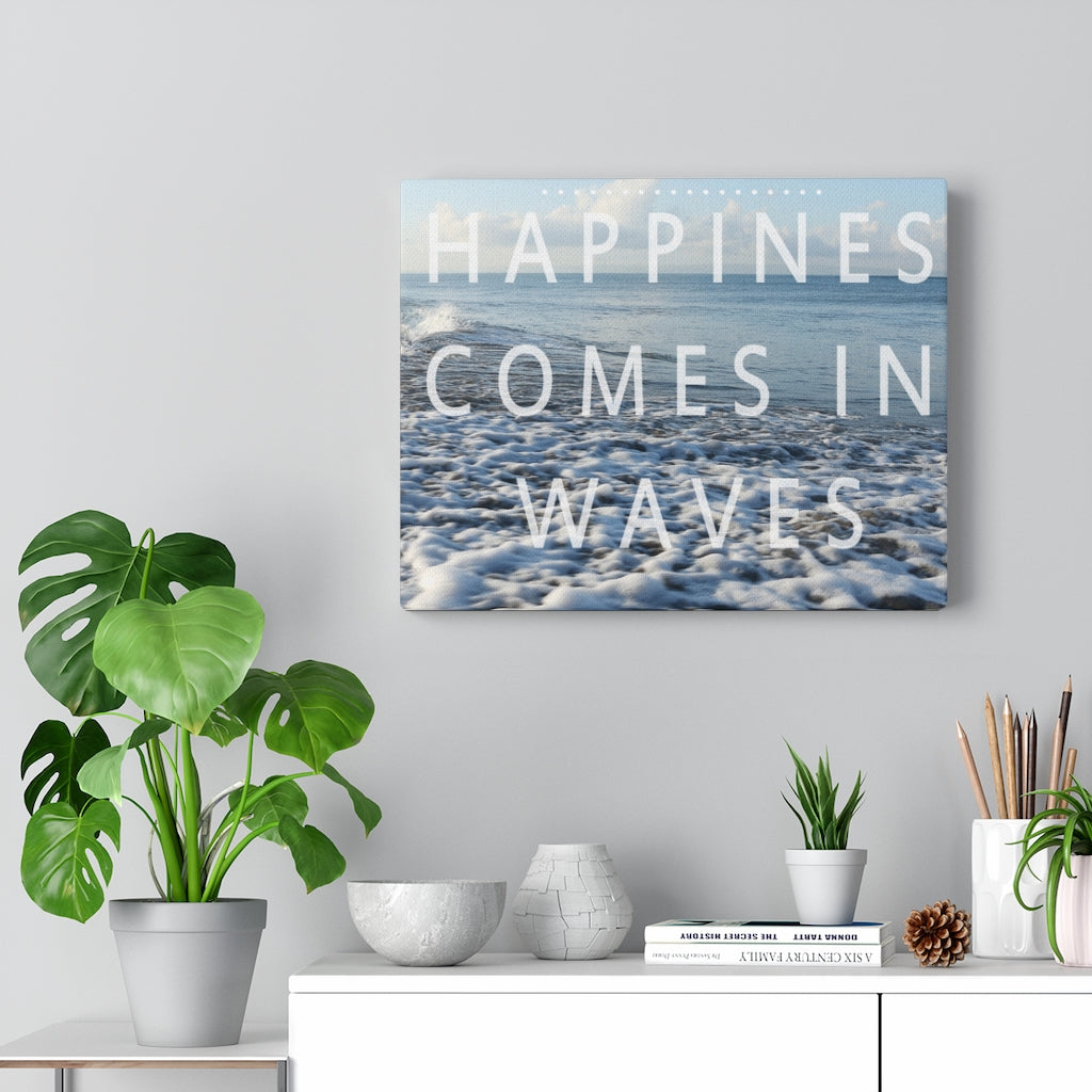Scripture Walls Inspirational Wall Art Happiness Comes In Waves Motivational Print Ready to Hang Artwork Unframed-Express Your Love Gifts