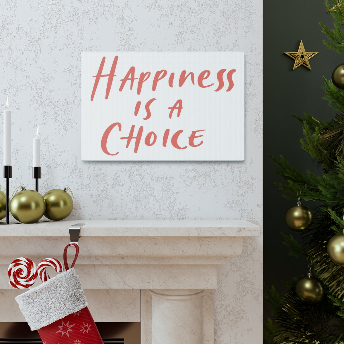 Scripture Walls Inspirational Wall Art Happiness Is A Choice Red Motivation Wall Decor for Home Office Gym Inspiring Success Quote Print Ready to Hang Unframed-Express Your Love Gifts