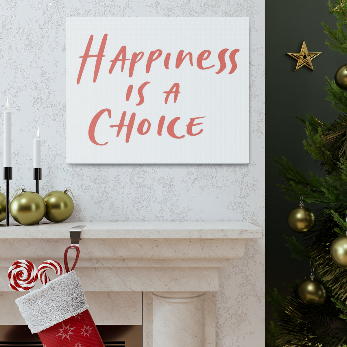Scripture Walls Inspirational Wall Art Happiness Is A Choice Red Motivation Wall Decor for Home Office Gym Inspiring Success Quote Print Ready to Hang Unframed-Express Your Love Gifts