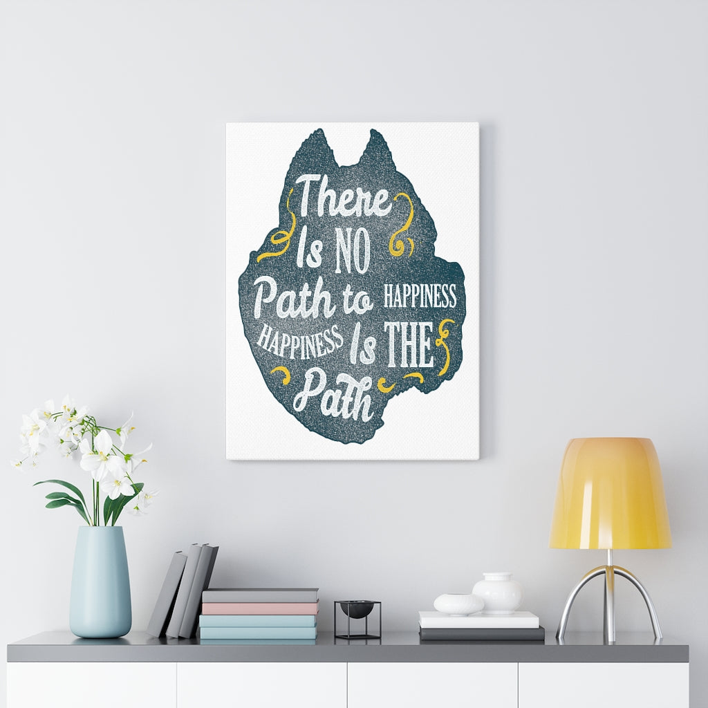 Scripture Walls Inspirational Wall Art Happiness is the Path Wall Art Motivation Wall Decor for Home Office Gym Inspiring Success Quote Print Ready to Hang Unframed-Express Your Love Gifts