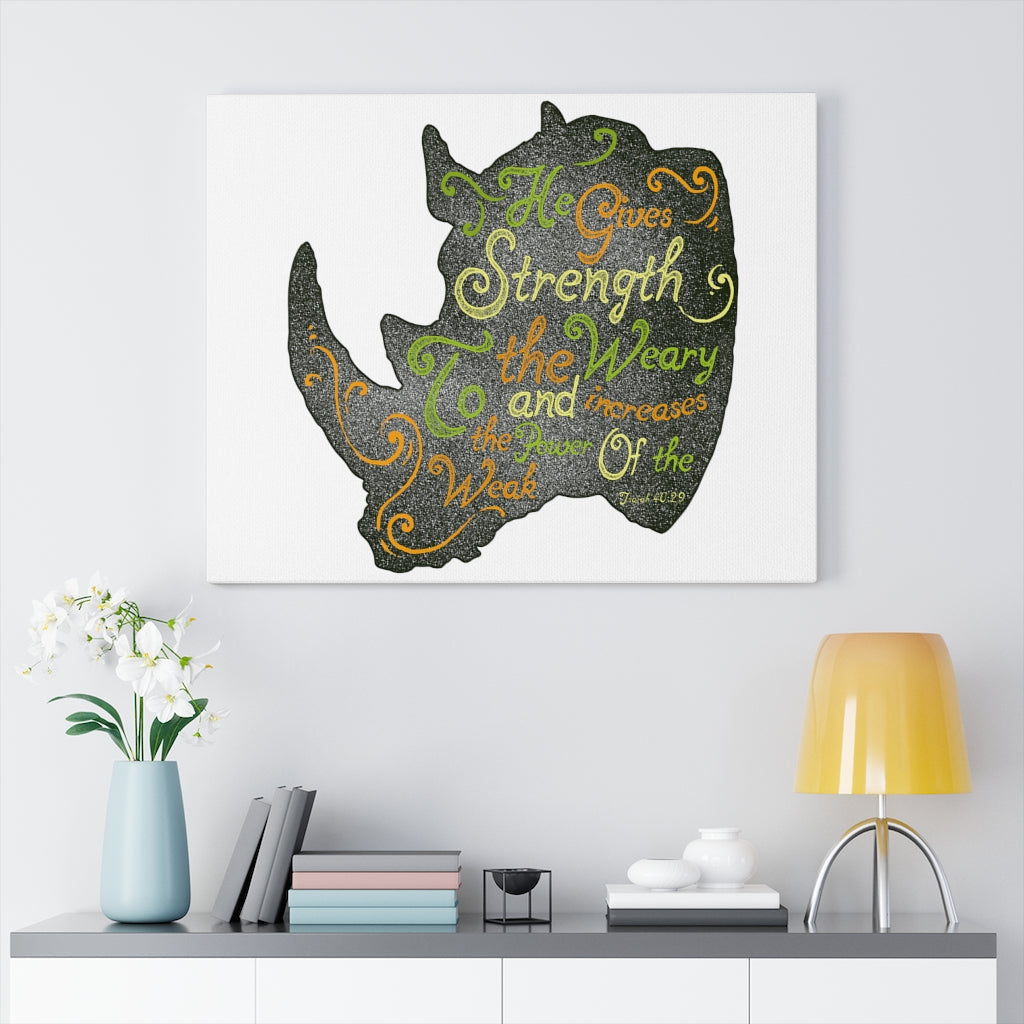 Scripture Walls Inspirational Wall Art He Gives Strength Wall Art Motivation Wall Decor for Home Office Gym Inspiring Success Quote Print Ready to Hang Unframed-Express Your Love Gifts
