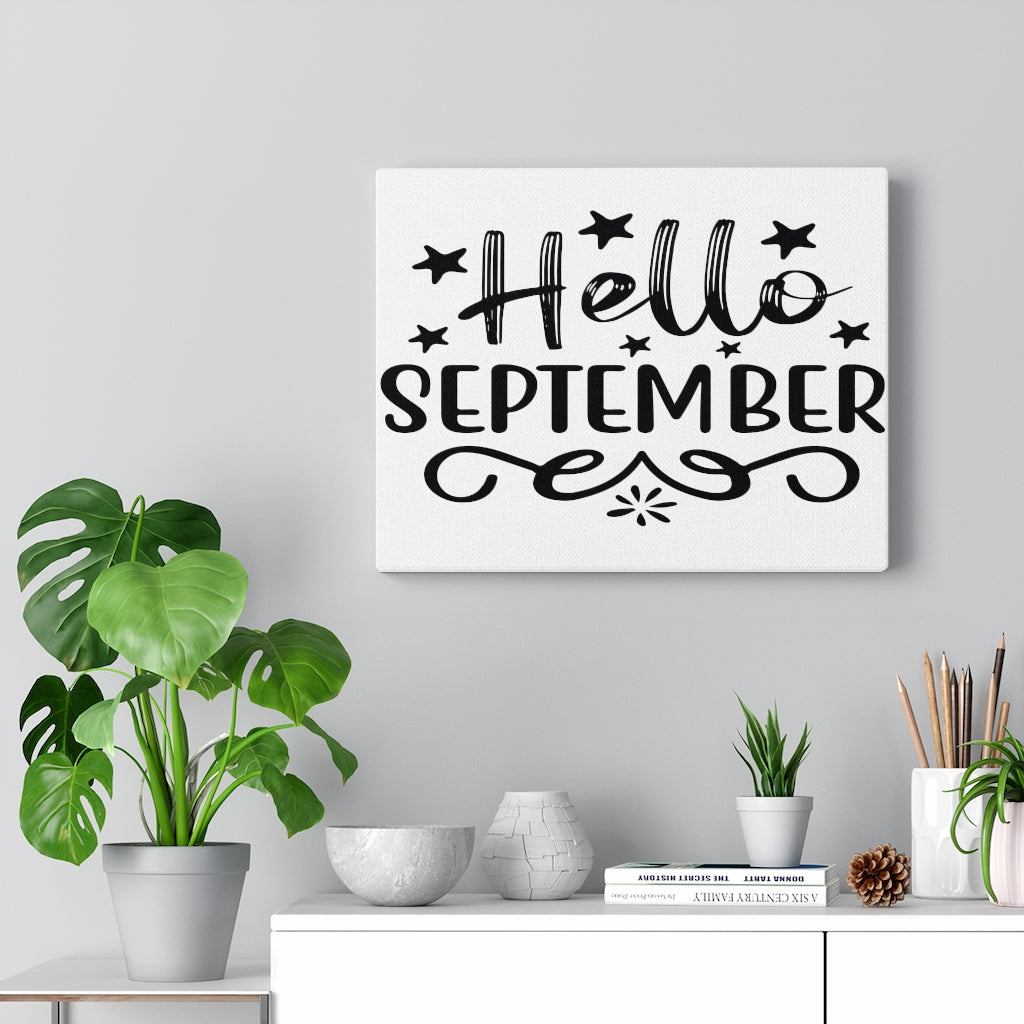 Scripture Walls Inspirational Wall Art Hello September Stars Wall Art Motivation Wall Decor for Home Office Gym Inspiring Success Quote Print Ready to Hang Unframed-Express Your Love Gifts