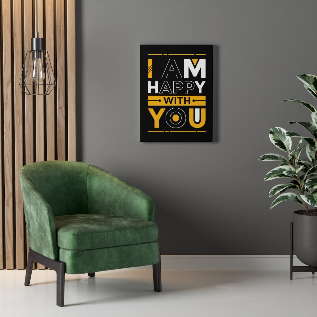 Scripture Walls Inspirational Wall Art I Am Happy With You Wall Art Motivation Wall Decor for Home Office Gym Inspiring Success Quote Print Ready to Hang Unframed-Express Your Love Gifts