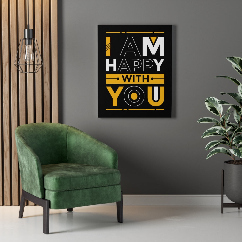 Scripture Walls Inspirational Wall Art I Am Happy With You Wall Art Motivation Wall Decor for Home Office Gym Inspiring Success Quote Print Ready to Hang Unframed-Express Your Love Gifts