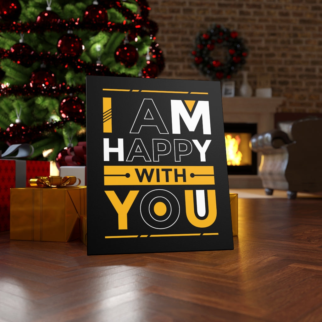 Scripture Walls Inspirational Wall Art I Am Happy With You Wall Art Motivation Wall Decor for Home Office Gym Inspiring Success Quote Print Ready to Hang Unframed-Express Your Love Gifts