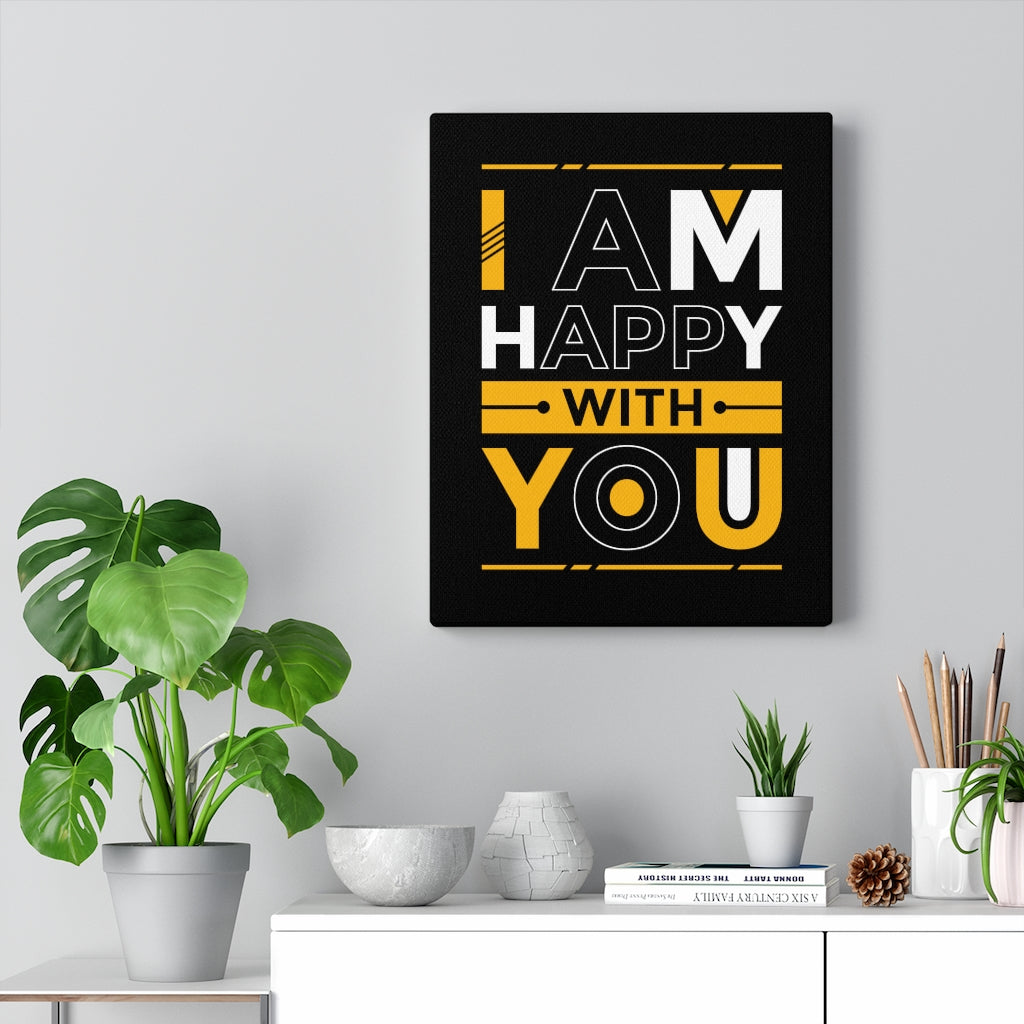 Scripture Walls Inspirational Wall Art I Am Happy With You Wall Art Motivation Wall Decor for Home Office Gym Inspiring Success Quote Print Ready to Hang Unframed-Express Your Love Gifts