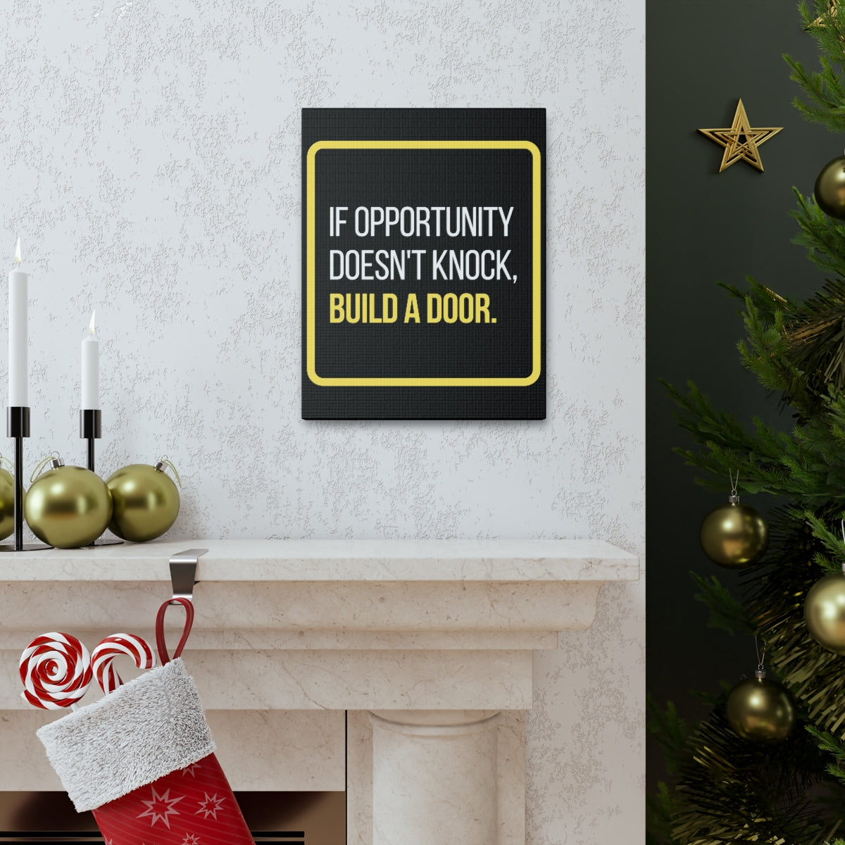 Scripture Walls Inspirational Wall Art If Opportunity Doesn't Knock Build A Door Motivation Wall Decor for Home Office Gym Inspiring Success Quote Print Ready to Hang Unframed-Express Your Love Gifts