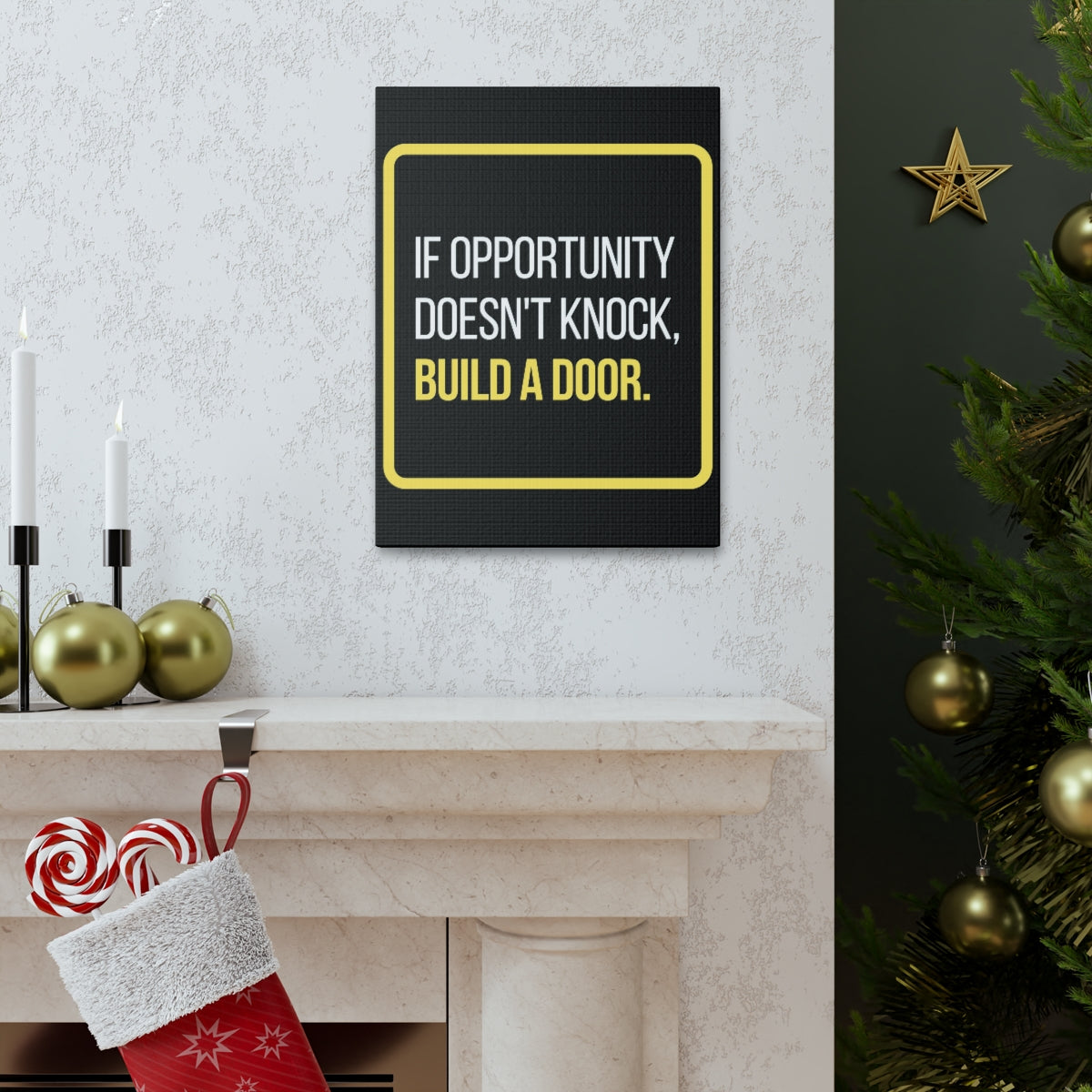 Scripture Walls Inspirational Wall Art If Opportunity Doesn't Knock Build A Door Motivation Wall Decor for Home Office Gym Inspiring Success Quote Print Ready to Hang Unframed-Express Your Love Gifts