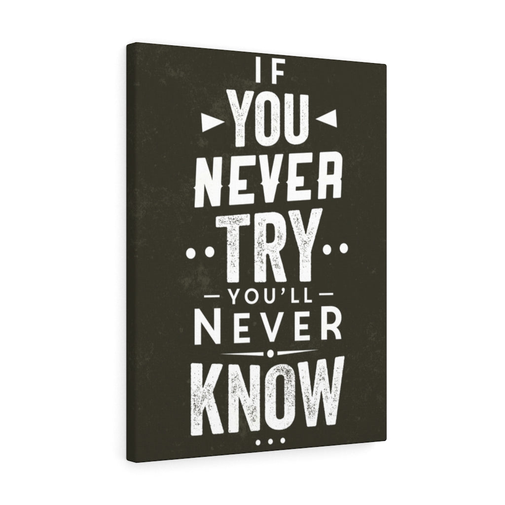 Scripture Walls Inspirational Wall Art If You Never Try You'll Never Know Black & White Wall Art Motivational Motto Inspiring Prints Artwork Decor Ready to Hang Unframed-Express Your Love Gifts