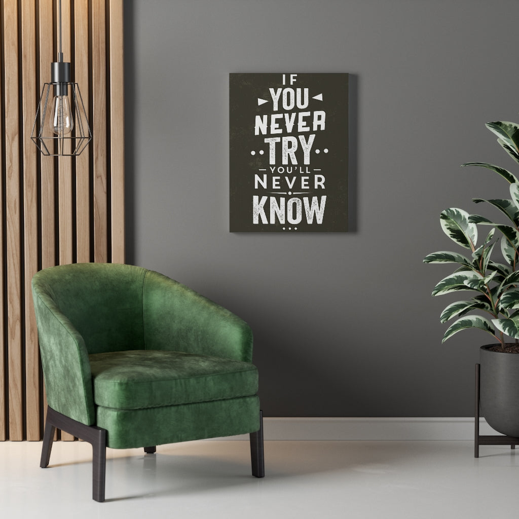 Scripture Walls Inspirational Wall Art If You Never Try You'll Never Know Black & White Wall Art Motivational Motto Inspiring Prints Artwork Decor Ready to Hang Unframed-Express Your Love Gifts